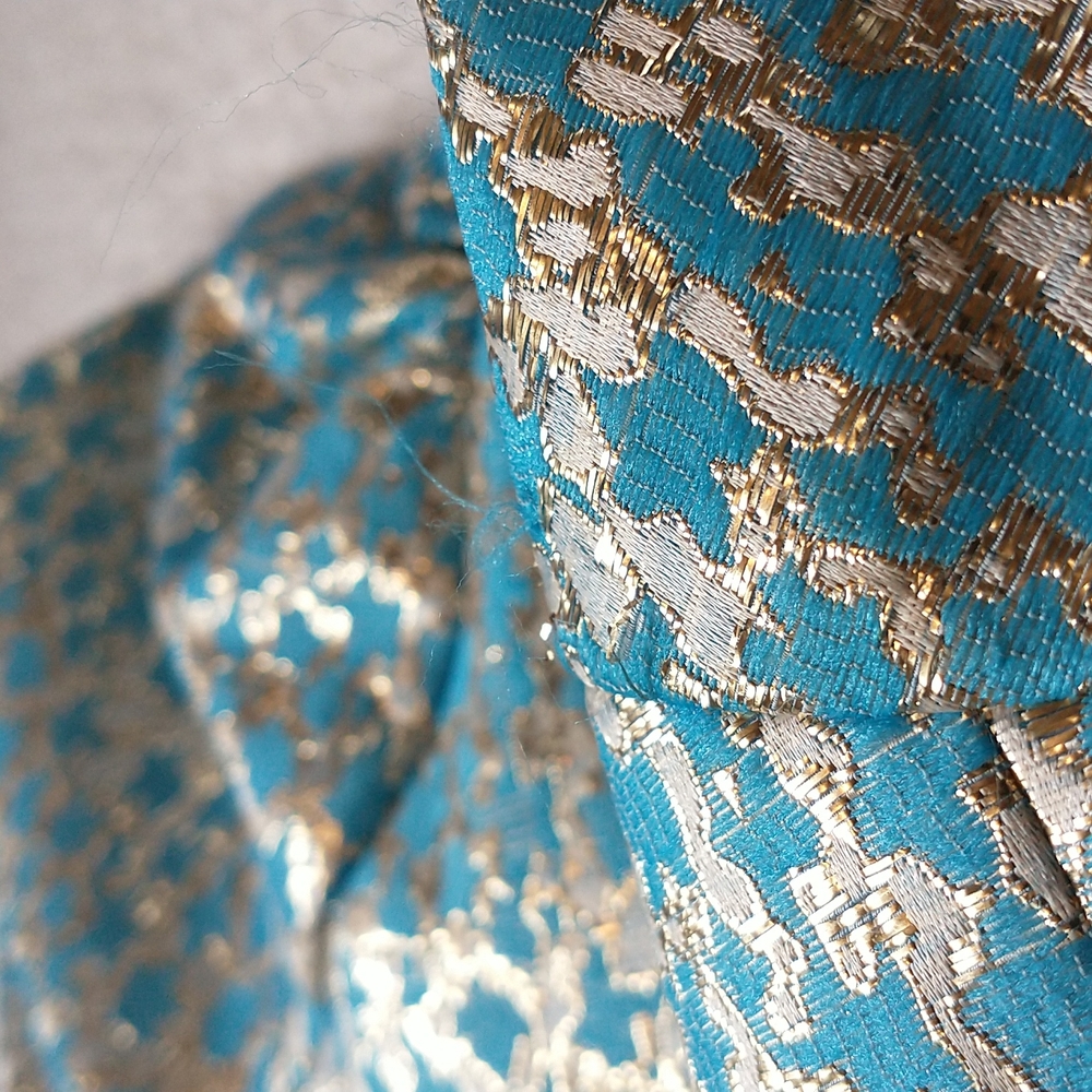 Turquoise and Gold Blithe NY Strapless Prom Dress - Picture 3 of 8